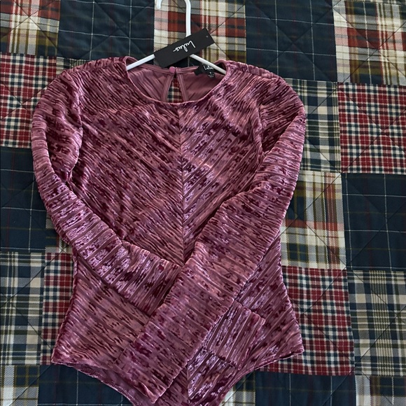 Lulu's Plush Velvet bodysuit in Rich Pink - Picture 2 of 6